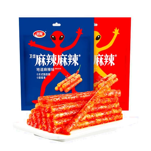 Wa sai luo Weilong Hot Stick Spicy Stick Small Gluten Spicy Strip Spicy Bar, Sweet Spicy Flavor Chinese Snack, Delicious Handmade Instant Spicy Snacks (Mixed flavors,216g (including 12 small bags))