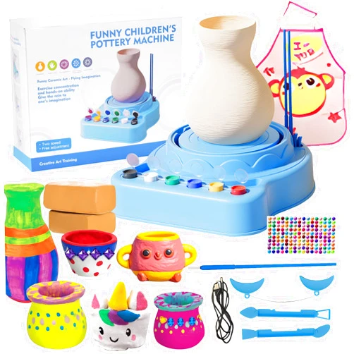 Meqtpomy Pottery Wheel Kit for Adults & Kids -Arts and Crafts for Kids Ages 8-12- Pottery Set with Mini Wheel,Modeling Clay Set，Birthday Gift for boy and Girl