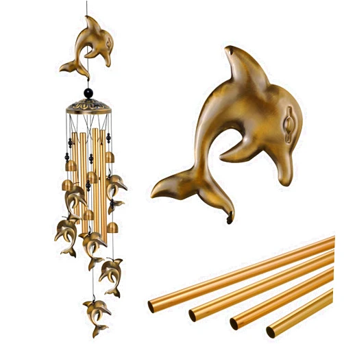 ME9UE Outside Dolphin Wind Chimes Decor, Memorial Wind Chimes, Mobile Wind Bells, Dolphin Lover Wind Catcher, 35In Bronze Wind Chimes for Home, Yard, Patio, Garden Dolphin Decoration, Festival Gifts for Mom