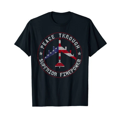 Designed For Flight Peace Through Superior Firepower B-52 Bomber Vintage T-Shirt