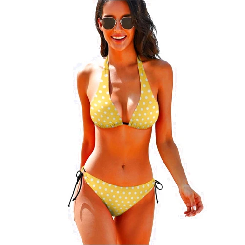 Homokoir Women's Sexy Polka Dot Bikini Set Two Piece Halter String Triangle Swimsuit