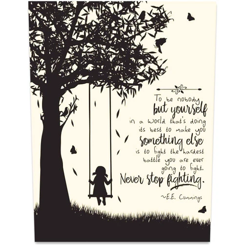 Lone Star Art To Be Nobody But Yourself - E.E. Cummings 11x14 Unframed Motivational Wall Art - Literature Book Posters for English Classroom, Home Office or Anywhere you Want Motivational Posters - Literary Print