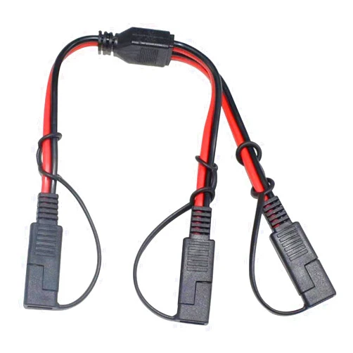 XIUXIU 14AWG SAE DC Power Automotive Connector Cable Y Splitter 1 to 2 SAE Extension Cable, Fit for Suitable for Solar Battery Connection and Transfer 12inch/30cm - with Protective Cover