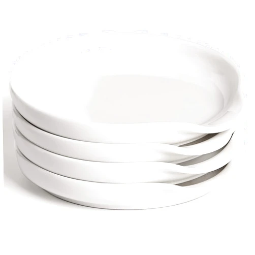 GDCZ Ceramic Spoon Rest for Stove Top 5 Inches Large Spoon Holder for kitchen Counter, Coffee Spoon Rest, Cooking Utensil Rest, Kitchen Accessories, Dishwasher Safe, Set of 4, True White