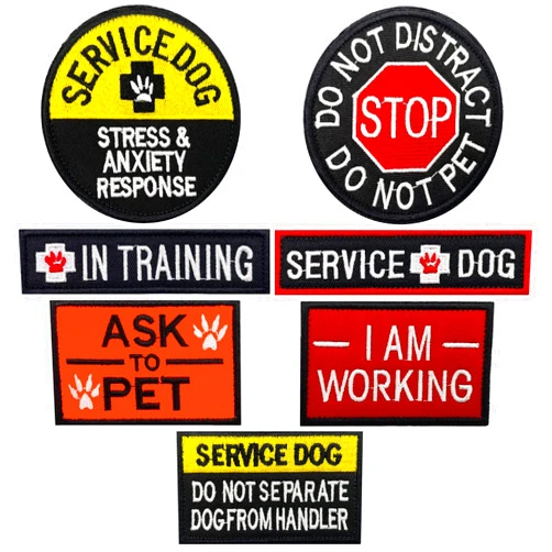 Zilphoba 7pcs Service Dog Patches with Velcro for Dog Vest Harness. in Training, Ask to Pet, I'm Working