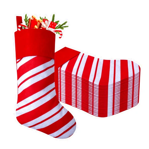 Tokforty 24 Pack Candy Cane Christmas Stockings, 18 Inches Red and White Christmas Stockings for Family Christmas Holiday Decorations