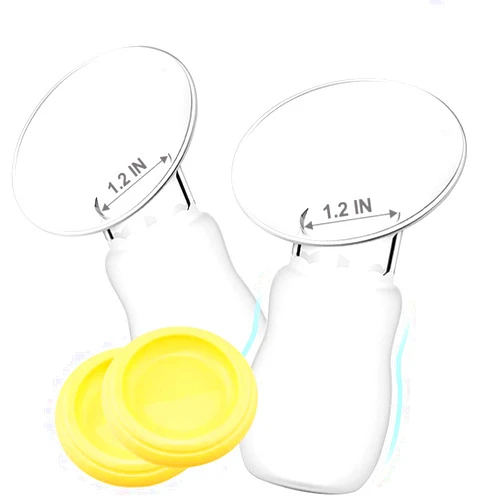 Wanateber 2 Pack Silicone Manual Breast Pump with Protective Lid, 100% Food Grade Silicone, Whole Shaped Technology, BPA-Free(Yellow)