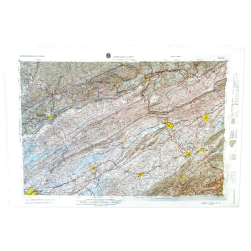 Hubbard Scientific 3D Johnson City, TN Regional NJ1710 Map | A True Raised Relief Map - You Can Feel the Terrain | Vacuum-formed Molded Map | 33” x 21” | Detailed Topography