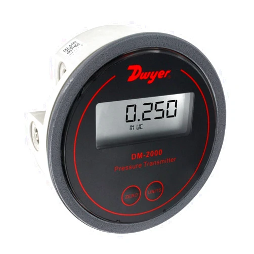 Dwyer Series DM-2000 Differential Pressure Transmitter with LCD, Black Background, 0-0.25