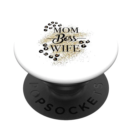 Mom Wife Boss Husband To Wifey Gift Baby Announcement Mama Leopard Mom & Boss Wife Mother's Day PopSockets Swappable PopGrip