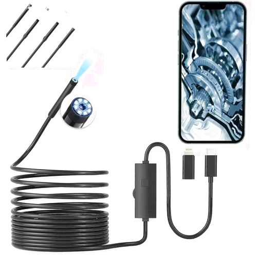 HyxghBU HD Endoscope Camera with Light,Type C and Lighting Borescope for Android and iPhone iOS,16.4 Ft,1920P