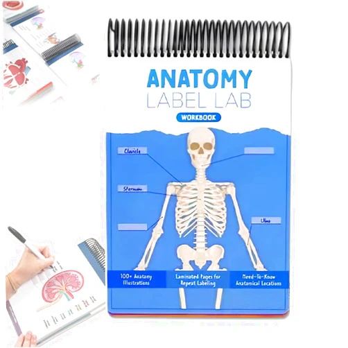 SICHYBGB Anatomy Label Lab Workbook,Anatomy Label Lab Workbook Dry Erase,100+ Full Color Human Anatomy Pages, Essentials for Anatomy and Physiology Study