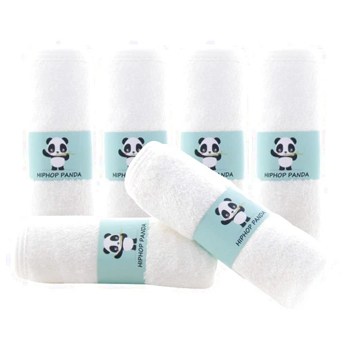 HIPHOP PANDA Baby Washcloths, Rayon Made from Bamboo - 2 Layer Ultra Soft Absorbent Newborn Bath Face Towel - Reusable Baby Wipes for Delicate Skin - White, 6 Pack