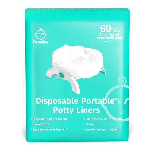 Newnice 60 Packs Disposable Potty Liners with 200ML Absorbent Pads, Portable Travel Potty Bags Compatible with OXO Tot 2-in-1 Go Potty, Potty Training Liners Fit Most Potty Chairs for Kids, Toddlers