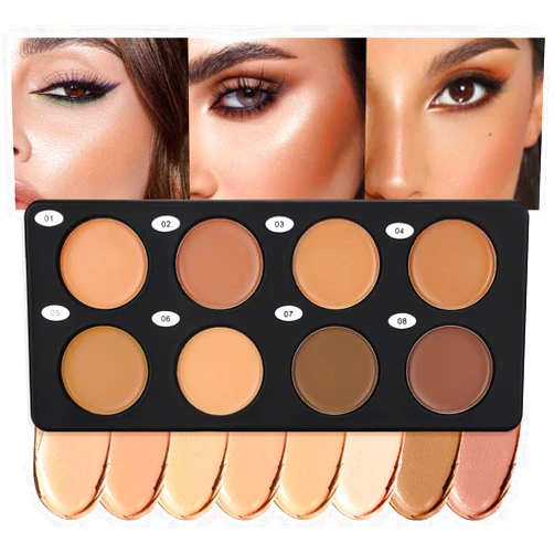 WanTuoluo Professional Light Medium Brown Contour Highlight Palette,Multiple Full Coverage Makeup Palet for Correcting, Easy Blending, Long-lasting formula, Sculpt & Highlighting, Professional Matte Finish-8A