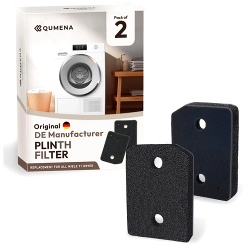 QUMENA Plinth Filter Replacement for Miele T1 Dryers - German Designed 9164761 Double Layer Heat Pump Tumble Dryers Filter, Toe - Kick Filter Foam Sponge Replacement 2 Pack