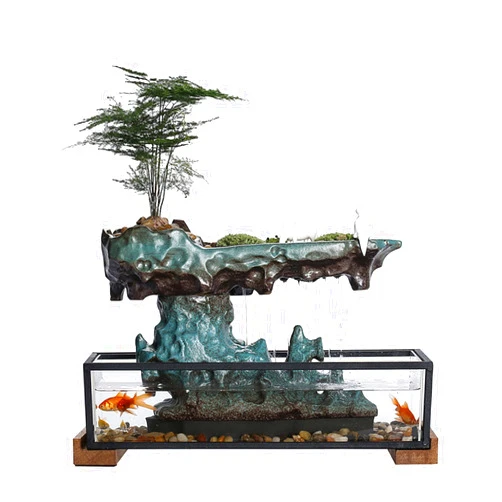 Simimasen Waterfall Fountain Indoor Desktop Rockery Tabletop Waterfall Fountain Water Feature Decoration with Rockery Aquariums Stones Office Home