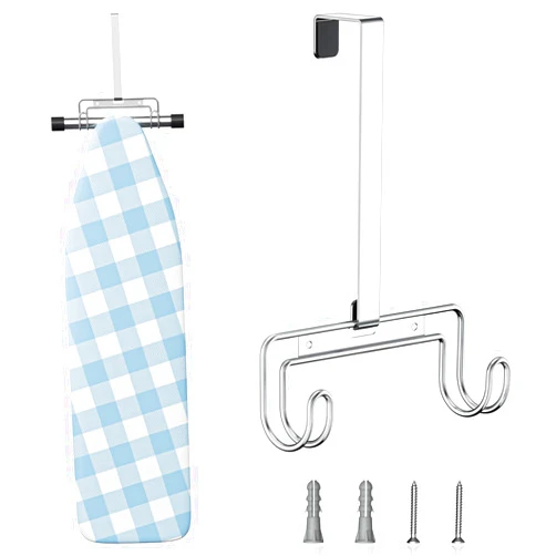 XILIMEN Over The Door/Wall Mount Ironing Board Hanger, Stainless Steel Ironing Board Caddy Storage for Hotel Rooms, Home Laundry Rooms, Utility Rooms, Closets
