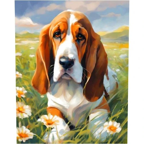 ZMHZMY Paint by Number Basset Hound Dog Pet Dog Animal DIY Oil Painting Paint by Number Kit for Adults Beginner DIY Canvas Acrylic Painting by Numbers Painting Arts Craft for Home Decor