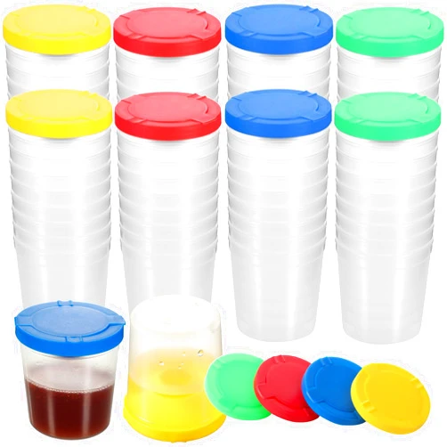 Zonon 50 Pcs Paint Cups for Kids Non-Spill Paint Cups with Flip Open Lids Set Art Supply for Kids, School, Classroom, Artist Studio (Assorted Colors)