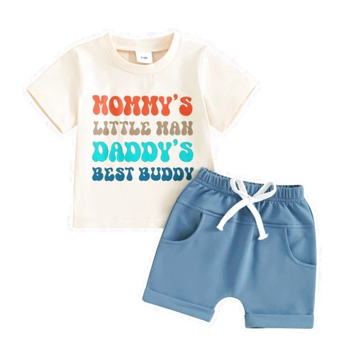 LIOMENGZI Toddler Baby Boy Summer Outfit Funny Letter T-Shirts Top Shorts Set Infant Boy Summer Clothes 6 12 18 Months 2T 3T