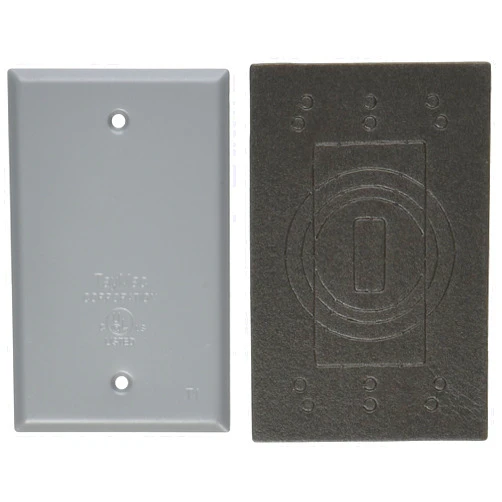 TayMac BC100S Weatherproof Metallic Device Cover, Blank, Single Gang, Gray