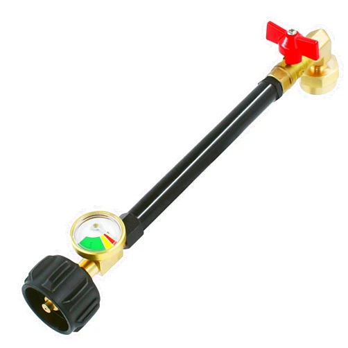 MCAMPAS Upgraded Propane Refill Adapter for 1LB. Tanks with Propane Tank Gauge Level Indicator and Shut Off Control Valve. Fits QCC1 / Type1 Propane Tank Refillable 1 LB Tank Cylinders