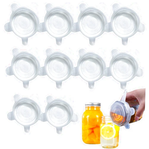 Tokyo Blade 10 Pack Silicone Stretch Lids, Reusable Silicone Lids for Mason Jar(Stretched to 3.5 inch), Silicone Container Lids Food Covers for Regular and Wide Mouth Mason Jar, Cans, Pot