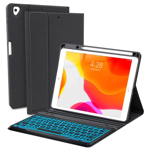 BLUTLOTUS Keyboard Case for iPad 9th/8th/7th Generation 10.2 inch 2021/2020/2019, iPad Pro 10.5-inch Case with Keyboard,iPad Air 3 2019, 7 Color Backlit Removable Bluetooth Wireless Keyboard Folio Case(Black)