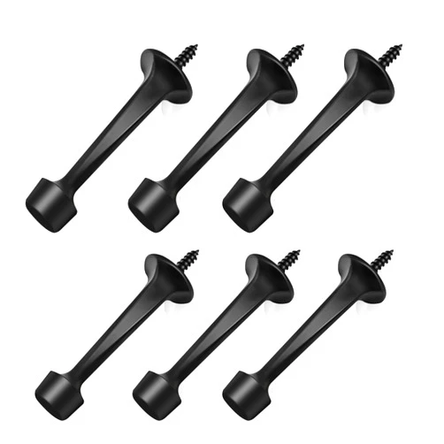 ZHOUZHOU 6 Pack Heavy Duty Door Stops for Protect Wall,3 Inch Black Door Stoppers for Bottom of Door, Baseboard Door Stopps for Bottom of Door