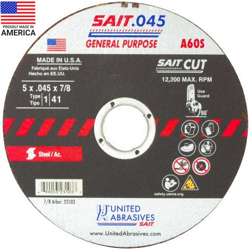United Abrasives-SAIT 23103 A60S General Purpose Cut-Off Wheels (Type 1/Type 41 Flat) 5