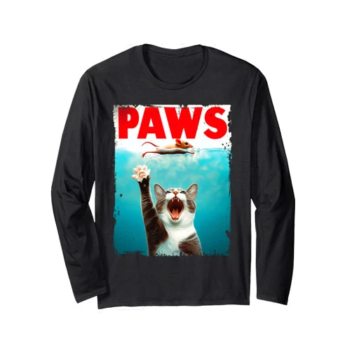 Paw-some Kitty Cats.USA PAWS Parody Cat Mouse Humorous Cat Chasing Mouse Kitten Long Sleeve T-Shirt