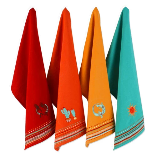 DII Tabletop Collection, Southwest Hacienda Stripe, Dishtowel Set, 18x28, Assorted, 4 Piece