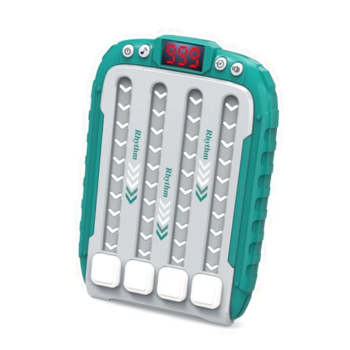 Finndeen Rhythm Game Machine, Electronic Music Rhythm Game Machine, Fast Press Push Game Fidget Toys Handle, Handheld Puzzle Game Machine with Music & Light, Fidget Game Toy (Green)
