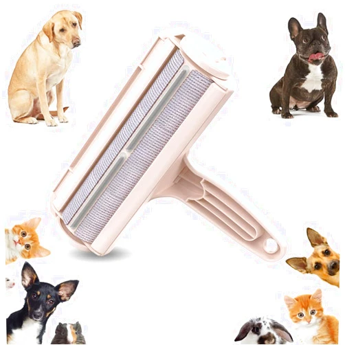 JCLO Pet Hair Remover Roller - Portable and Reusable Cat and Dog Hair Remover with Self-Cleaning Base - Efficient Animal Hair Removal Tool for Furniture, Couch, Carpet, Car Seats or Bedding (Pink)