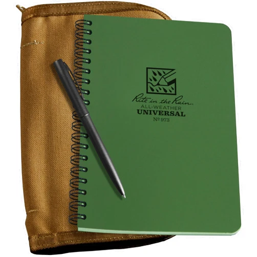 Rite in the Rain Weatherproof Side Spiral Kit: Tan CORDURA® Fabric Cover, 4.625