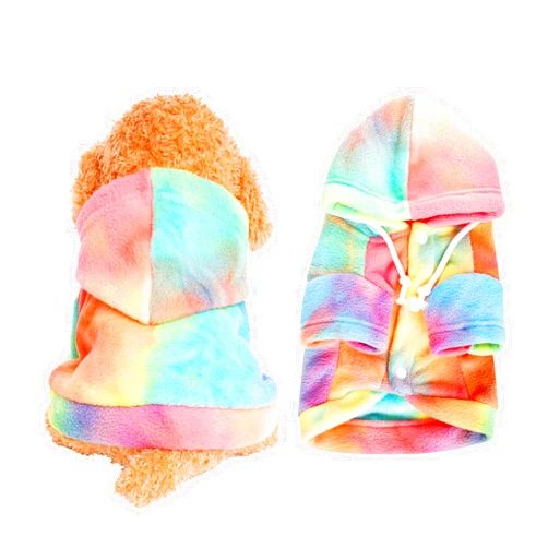 Rbenxia Tie Dye Dog Hoodie Dog Cold Weather Coats Soft Fleece Puppy Sweatshirts Dog Warm Jacket Pet Dog Clothes Winter Dog Outfits for Small Puppy Cat Pets (Multicolor, Small)