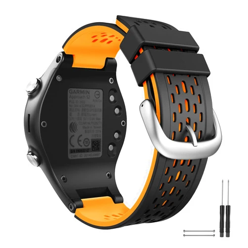 CUZOW Two-in-One Color band for Garmin Approach S2/S4, Silicone Starp Replacement Watch Band for Garmin Approach S2/S4 Watch, Orange