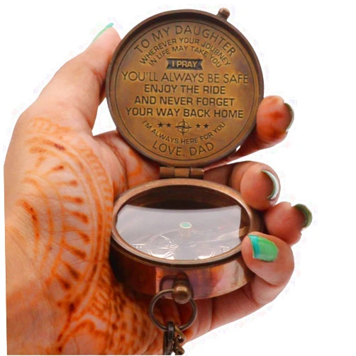 ROORKEE INSTRUMENTS (INDIA) A NAUTICAL REPRODUCTION HOUSE Compass Gift for Mom/Dad, Vintage Engraved Pocket Compass Customized Gifts for Women/Men, Boy, Girl, Son, Daughter, Grandson & Granddaughter, Baptism 2026 Communion Christian Luxury Gift, Anniversary