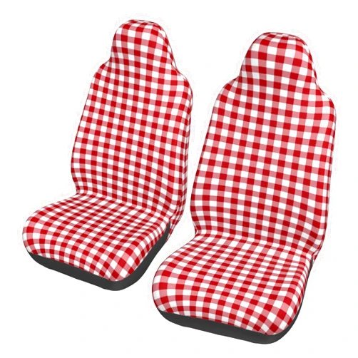 Verdde Classic Red and White Checkered Gingham Pattern Car Seat Covers Seat Protectors Full Set Bucket Cover Car Accessories Interior Universa 2 Packs
