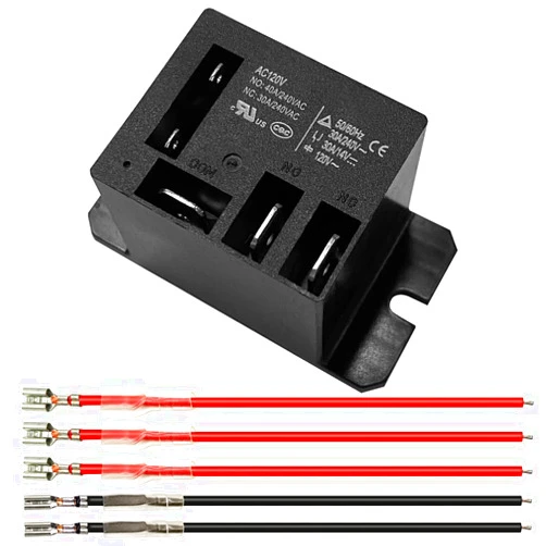 ABXLNIU Miniature Power Relay 30A, AC120V Coil, SPDT(1NO 1NC) Mini 120 Volt Relay with 5 Quick Connect Wires NT90-AC120V