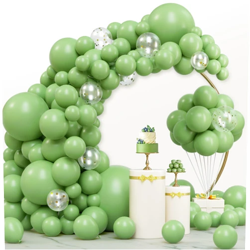 JOYIN 150 Pcs Sage Green Balloons, Different Sizes 18 12 10 5 Inch Sage Green Latex Balloon Arch Kit with Instruction for Birthday Party Graduation Wedding Holiday Decoration