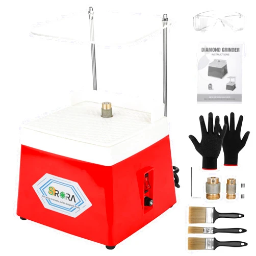 Srora Stained Glass Grinder,4200r/min Mini DIY Grinding Tool, 110V 65W Portable Glass Grinder Kit with 5/8