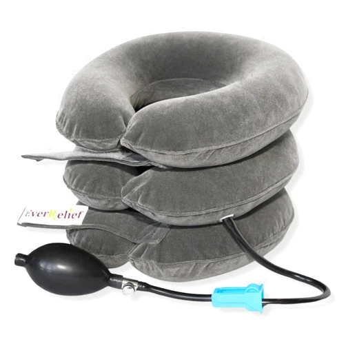 EverRelief Cervical Neck Traction Device - Inflatable Neck Stretcher Pillow for Instant Neck Decompression - US Owned & FSA Eligible Support Brace for Home Use Neck Pain Relief