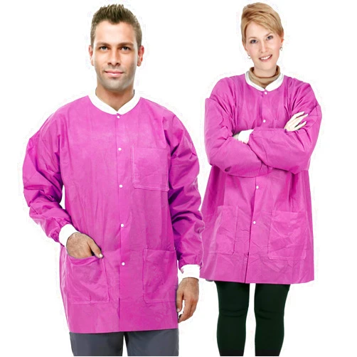 OMNIA ONE CORPORATION Dental Grade Disposable Lab Jackets by OMNIA ONE | Durable SMS Multiple Layers 45G Hip Length with Pockets & Knit Cuffs Adult