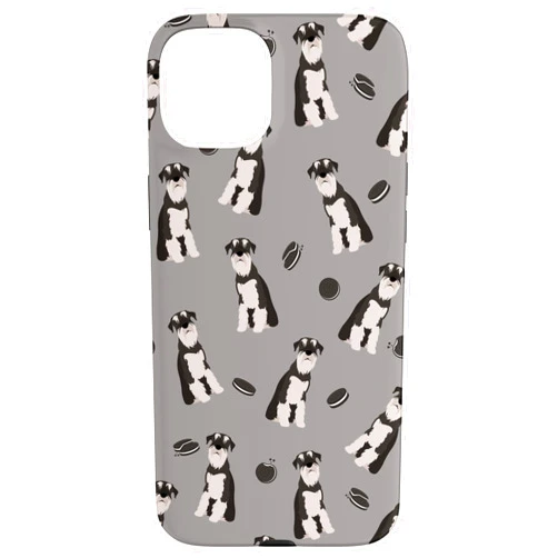 Franz And Sabina Pepper Pup – Black & White Schnauzers Pattern In Grey Case for iPhone 15 Plus