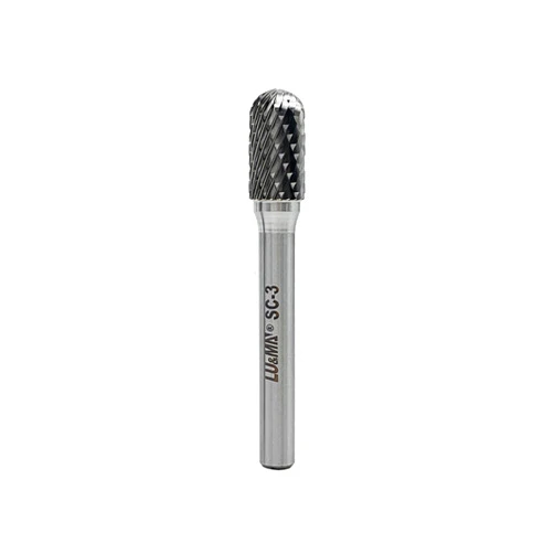 LU&MN Tungsten Carbide Burr Cylinder Shape SC-3 with Radius End Double Cut Rotary Burr File, 1pc