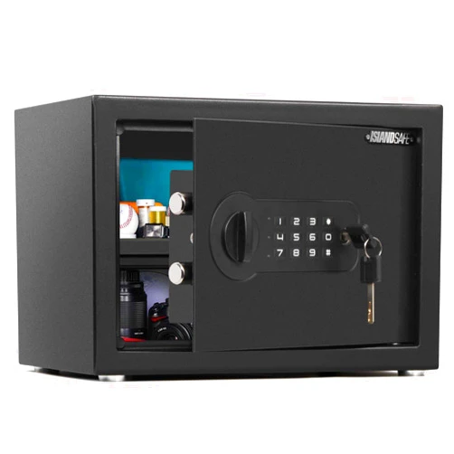 ISLANDSAFE Safe and Security Lock Box,Small Money Box,Document Safe with Digital Keypad Lock for Home Office Hotel Business Jewelry Gun Cash Use Storage,Removable Shelf (0.8Cubic Feet Black)