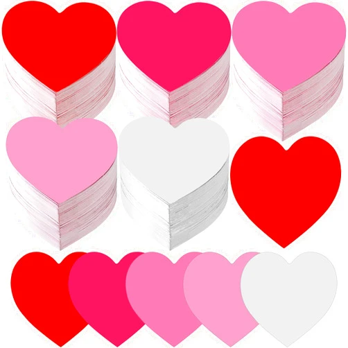 Tatuo 500 Pcs Valentine's Day Heart Cutouts Small 2'' Paper Hearts Cut Outs Heart Shaped Paper Die Cuts for Valentine's Day Bulletin Board Decor School Craft(Pink Series,Cardboard Paper)