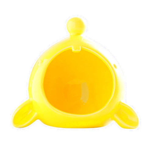Leefasy Ceramic Hamster Habitat Hideout, Hamster House Hut Cave Habitat Decoration Ceramic Cave Cool Pet Bed Outdoor for Small Animal, Yellow